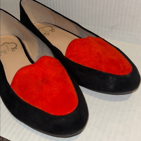 C. Wonder Colorblock Black & Red Heart Flats Loafers Size 8 Valentine’s Day - Picture 4 of 7